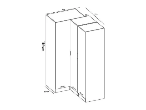 Roupeiro De Canto 6 Portas E 3 Gavetas C213 Cm Branco - Listowel