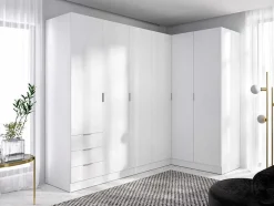 Roupeiro De Canto 6 Portas E 3 Gavetas C213 Cm Branco - Listowel