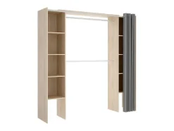 Roupeiro Extensivel Com Cortina Disponivel Em Carvalho E Cinza - C110 / 180Cm - Dorian