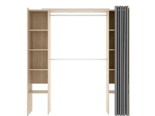 Roupeiro Extensivel Com Cortina Disponivel Em Carvalho E Cinza - C110 / 180Cm - Dorian