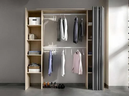 Roupeiro Extensivel Com Cortina Disponivel Em Carvalho E Cinza - C110 / 180Cm - Dorian
