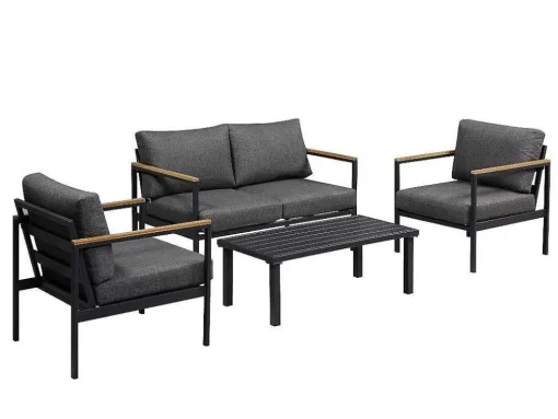 Sala Completa De Jardim Em Aluminio: Um Sofá De 2 Lugares, Duas Cadeiras E Uma Mesa De Centro - Vairao De Mylia