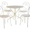 Sala De Jantar De Jardim Em Metal Estilo Ferro Forjado: Uma Mesa E 4 Cadeiras Brancas - Guermantes