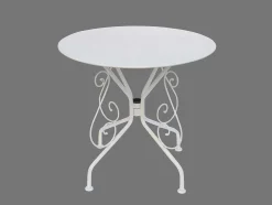 Sala De Jantar De Jardim Em Metal Estilo Ferro Forjado: Uma Mesa E 4 Cadeiras Brancas - Guermantes