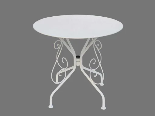 Sala De Jantar De Jardim Em Metal Estilo Ferro Forjado: Uma Mesa E 4 Cadeiras Brancas - Guermantes