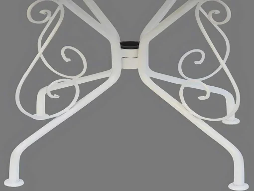Sala De Jantar De Jardim Em Metal Estilo Ferro Forjado: Uma Mesa E 4 Cadeiras Brancas - Guermantes