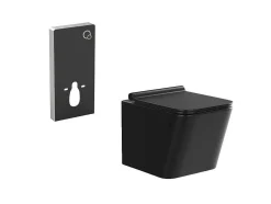 Sanita Suspensa Em Ceramica Preto Mate Com Estrutura De Suporte Decorativo - Clemona