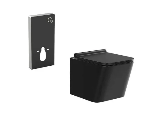 Sanita Suspensa Em Ceramica Preto Mate Com Estrutura De Suporte Decorativo - Clemona