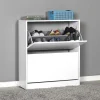 Sapateira Com 2 Portas Dobraveis 83X73X26 Branco