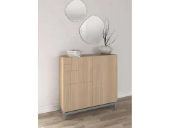 Sapateiro/Móvel Organização - H90Cm X L90Cm X P27Cm Nogueira Clara Pernas Cinza - Copenhague