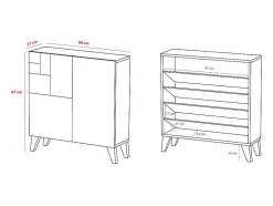 Sapateiro/Móvel Organização - H87Cm X L90Cm X P27Cm Chene Dore Pernas Moca Bergen
