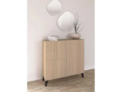 Sapateiro/Móvel Organização - H87Cm X L90Cm X P27Cm Nogueira Clara Pernas Preto - Bergen