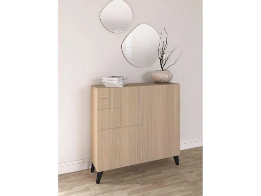 Sapateiro/Móvel Organização - H87Cm X L90Cm X P27Cm Nogueira Clara Pernas Preto - Bergen
