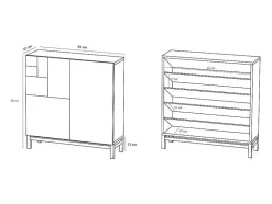 Sapateiro/Móvel Organização - H90Cm X L90Cm X P27Cm Carvalho Dourado Pernas Branco - Copenhague
