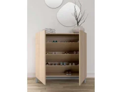 Sapateiro/Móvel Organização - H90Cm X L90Cm X P27Cm Nogueira Clara Pernas Cinza - Copenhague