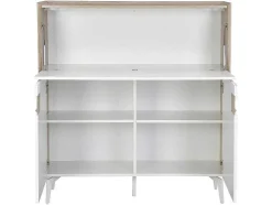 Secretária Com 3 Portas Mdf E Metal Cor Natural E Branco - Derelis