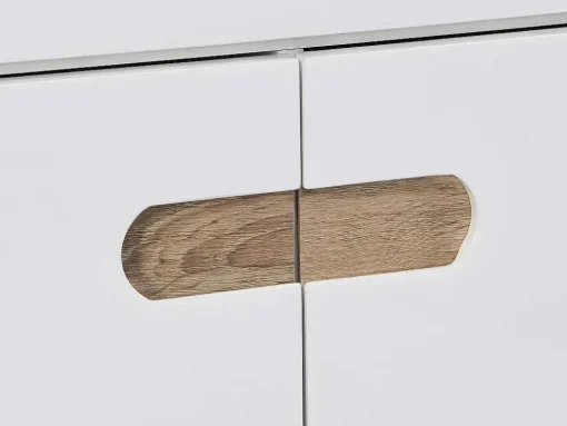 Secretária Com 3 Portas Mdf E Metal Cor Natural E Branco - Derelis
