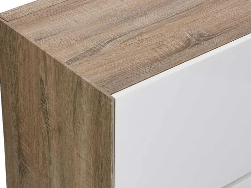 Secretária Com 3 Portas Mdf E Metal Cor Natural E Branco - Derelis