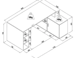 Secretária De Canto Com Espacos De Arrumação Mdf Natural E Preto - Romiara