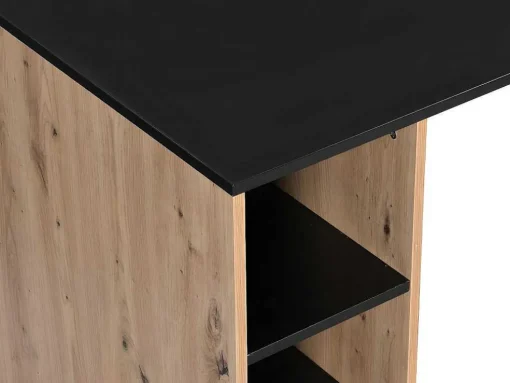 Secretária De Canto Com Espacos De Arrumação Mdf Natural E Preto - Romiara