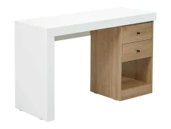 Secretária Extensivel Com 2 Gavetas E 1 Nicho Branco E Carvalho - Evan