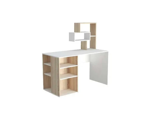 Secretária Lara, Branco, Sonoma, 130X60X135 Cm, Epikasa
