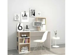Secretária Lara, Branco, Sonoma, 130X60X135 Cm, Epikasa