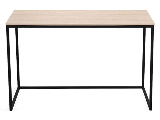 Secretária Mia - Tampo Em Carvalho Nordico, 19 Mm De EsPéssura. Pernas De Metal Preto. 120X60X75Cm
