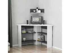 Secretária Mila, Branco, Antracite, 90X90X90 Cm, Epikasa