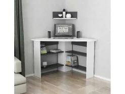 Secretária Mila, Branco, Antracite, 90X90X90 Cm, Epikasa