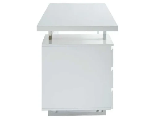 Secretária Mylan Com Arrumacoes - 3 Gavetas - Mdf Lacado Branco