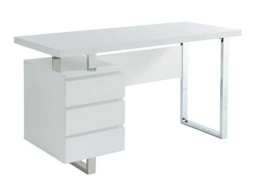 Secretária Mylan Com Arrumacoes - 3 Gavetas - Mdf Lacado Branco
