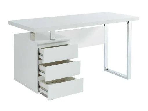 Secretária Mylan Com Arrumacoes - 3 Gavetas - Mdf Lacado Branco