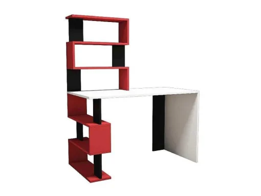 Secretária Snap, Branco, Vermelho, Preto, 120X60X148,2 Cm, Epikasa
