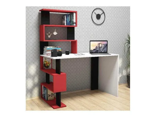 Secretária Snap, Branco, Vermelho, Preto, 120X60X148,2 Cm, Epikasa