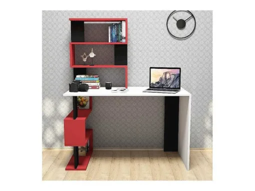 Secretária Snap, Branco, Vermelho, Preto, 120X60X148,2 Cm, Epikasa
