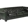 Sofá 4 Lugares 100% Pele Verde Escuro Estilo Chesterfield - Brenton
