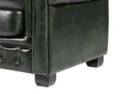 Sofá 4 Lugares 100% Pele Verde Escuro Estilo Chesterfield - Brenton