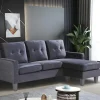 Sofá + Pufe Conversivel Em Chaise Longue 184X131 Cm 3 Lugares Cor Preta