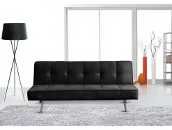 Sofá Cama 2 Lugares Em Veludo Ainhoa Clic Clac 175X74Cm Preto