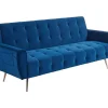 Sofá Cama Clic Calc De 3 Lugares Em Veludo Azul Escuro - Polani
