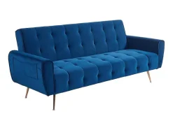 Sofá Cama Clic Calc De 3 Lugares Em Veludo Azul Escuro - Polani