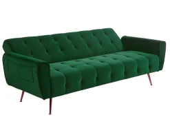 Sofá Cama Clic Calc De 3 Lugares Em Veludo Cinzento Escuro - Polani