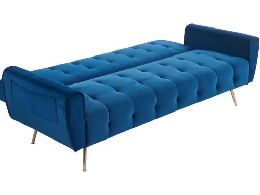 Sofá Cama Clic Calc De 3 Lugares Em Veludo Cinzento Escuro - Polani