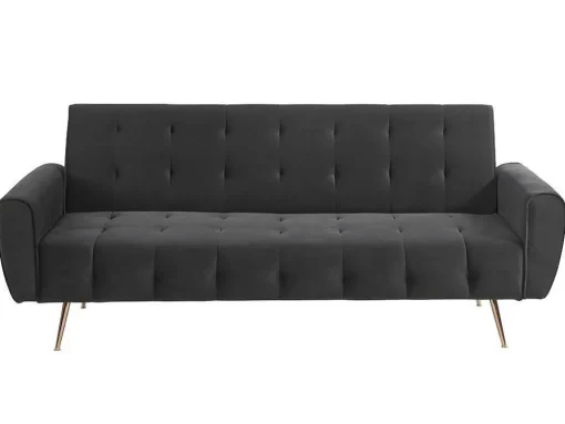 Sofá Cama Clic Calc De 3 Lugares Em Veludo Cinzento Escuro - Polani