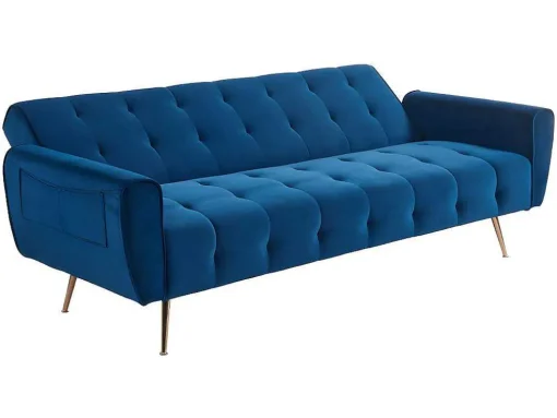 Sofá Cama Clic Calc De 3 Lugares Em Veludo Cinzento Escuro - Polani