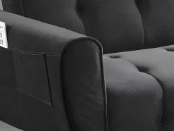 Sofá Cama Clic Calc De 3 Lugares Em Veludo Cinzento Escuro - Polani
