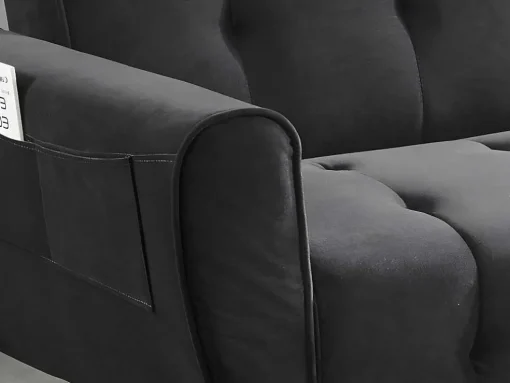 Sofá Cama Clic Calc De 3 Lugares Em Veludo Cinzento Escuro - Polani