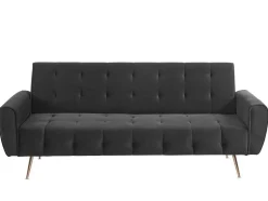 Sofá Cama Clic Calc De 3 Lugares Em Veludo Cinzento Escuro - Polani