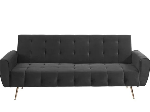 Sofá Cama Clic Calc De 3 Lugares Em Veludo Cinzento Escuro - Polani